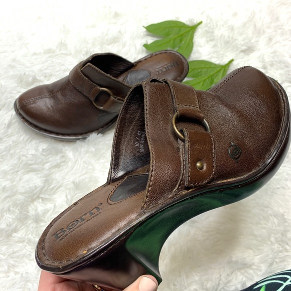 ☀️ NEW Born 10 Mule Clogs Slip ons Brown Leather - Picture 5 of 7